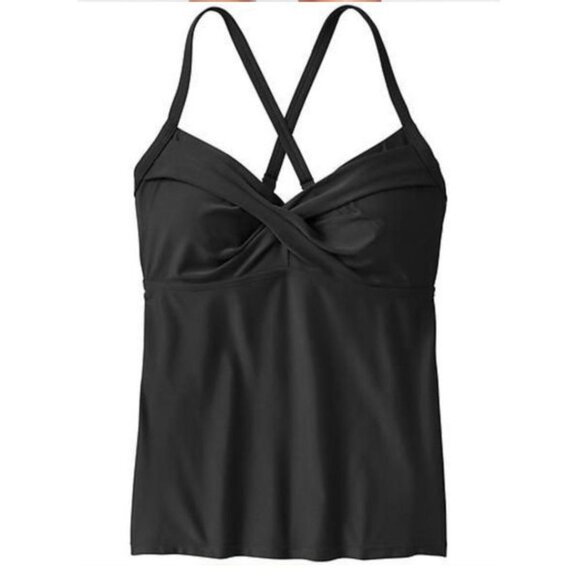 Athleta Women's Twister Tankini Top Size 34 B C NEW Black Strappy Underwire - Picture 1 of 10